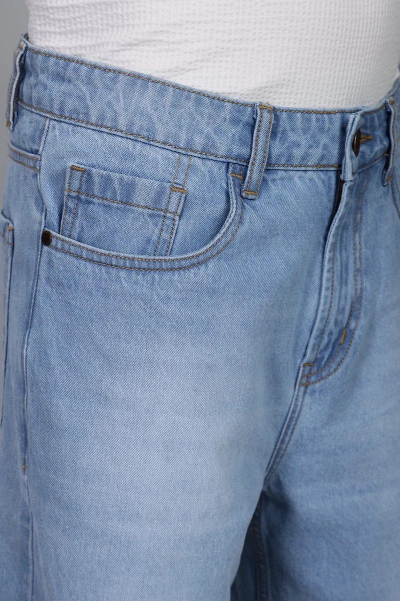 Inkd Denim Drama Men's Cargo Carpenter Baggy Jeans – Mid-Rise | 100% Cotton | Contrast Stitch| 6 Pocket Styling | Baggy Jeans for Man | Cargo for Men for Men | Best Price UAE